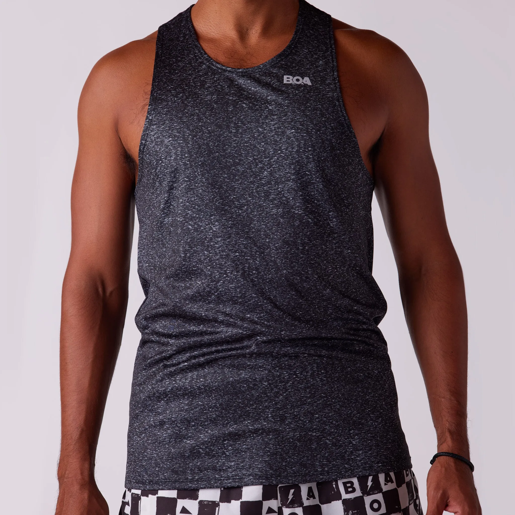 Men's Competitor Lite Printed Singlet - Heather Black