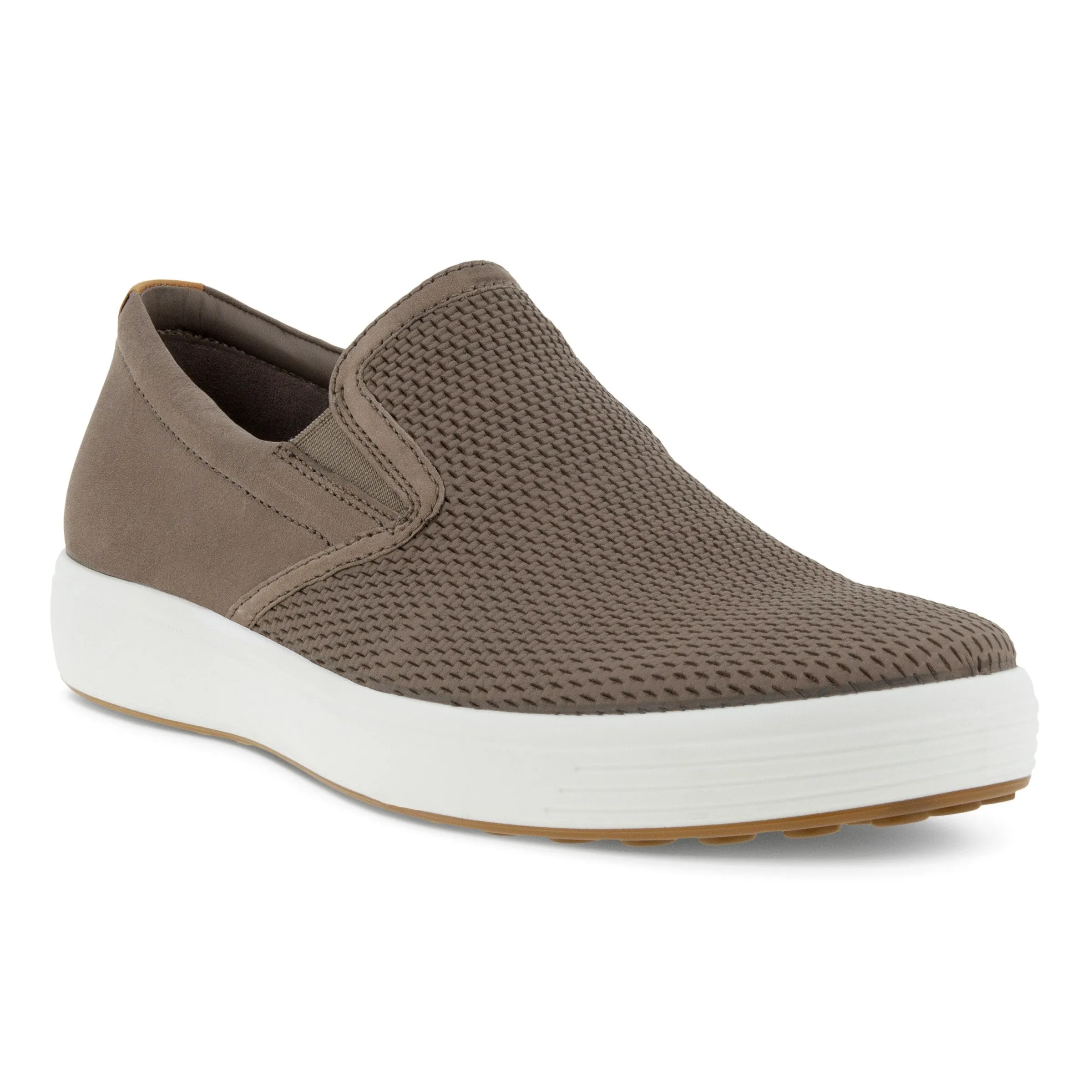 Men's Ecco Soft 7 Slip On Leather Sneakers Color: Taupe/Taupe/Lion