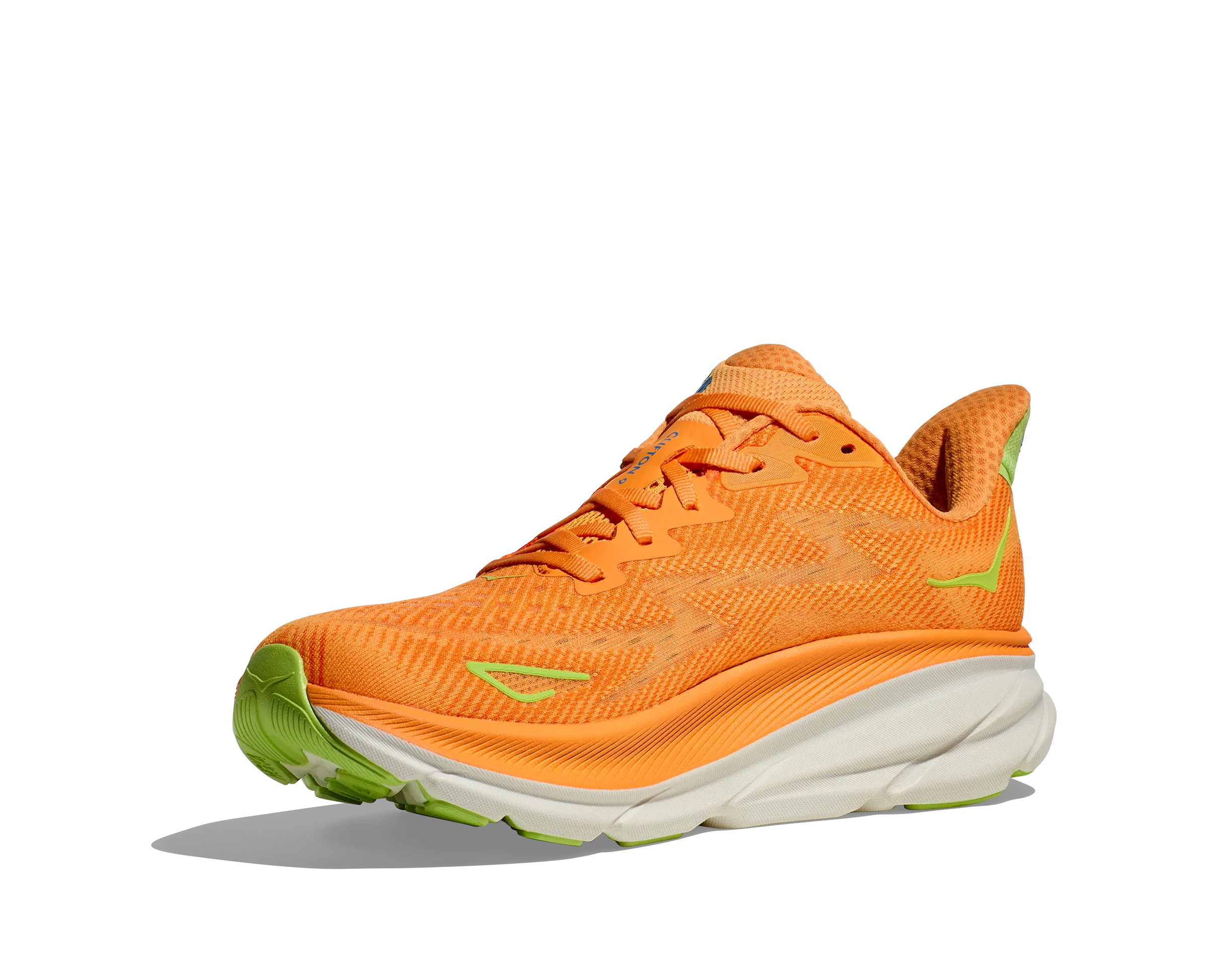 Men's Hoka Clifton 9 Color: Solar Flare/ Lettuce