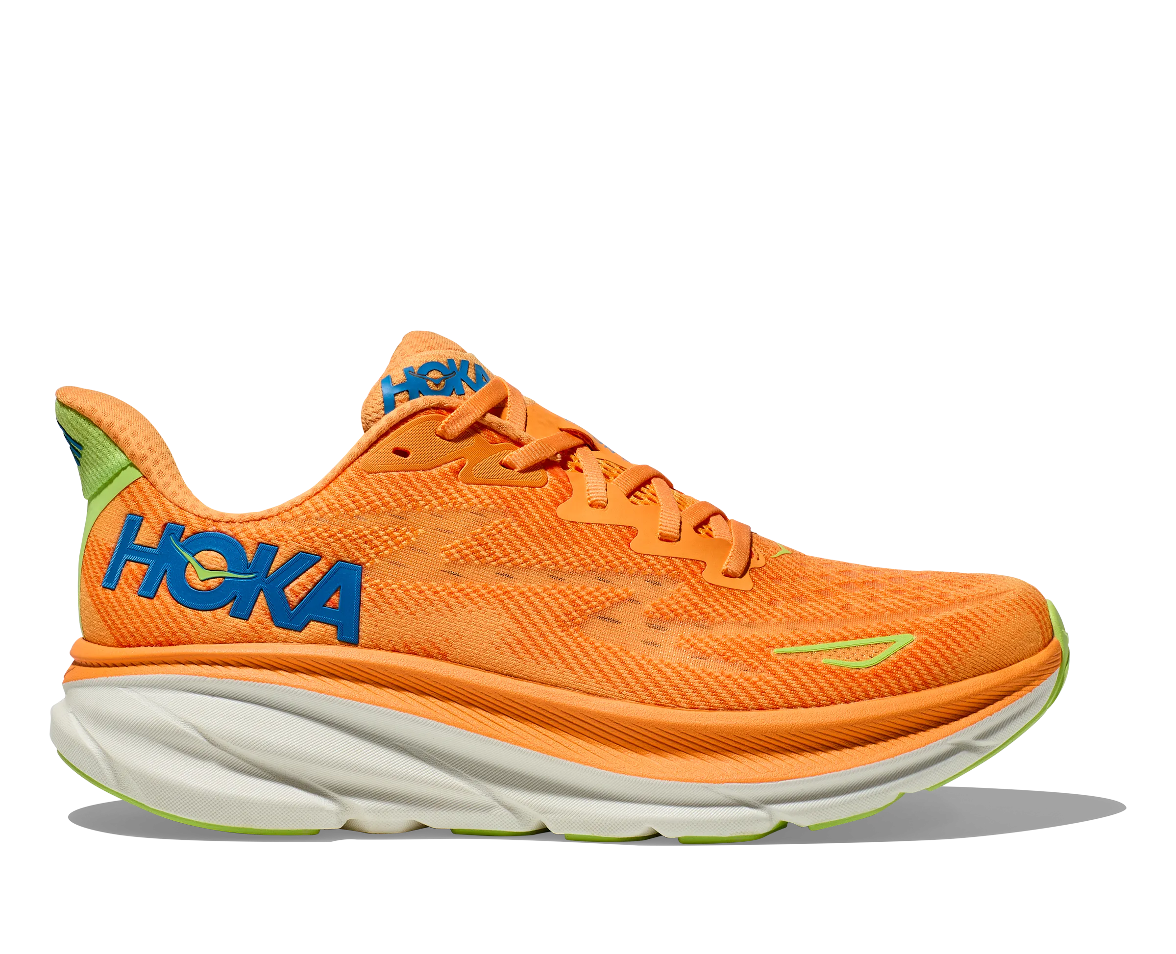 Men's Hoka Clifton 9 Color: Solar Flare/ Lettuce