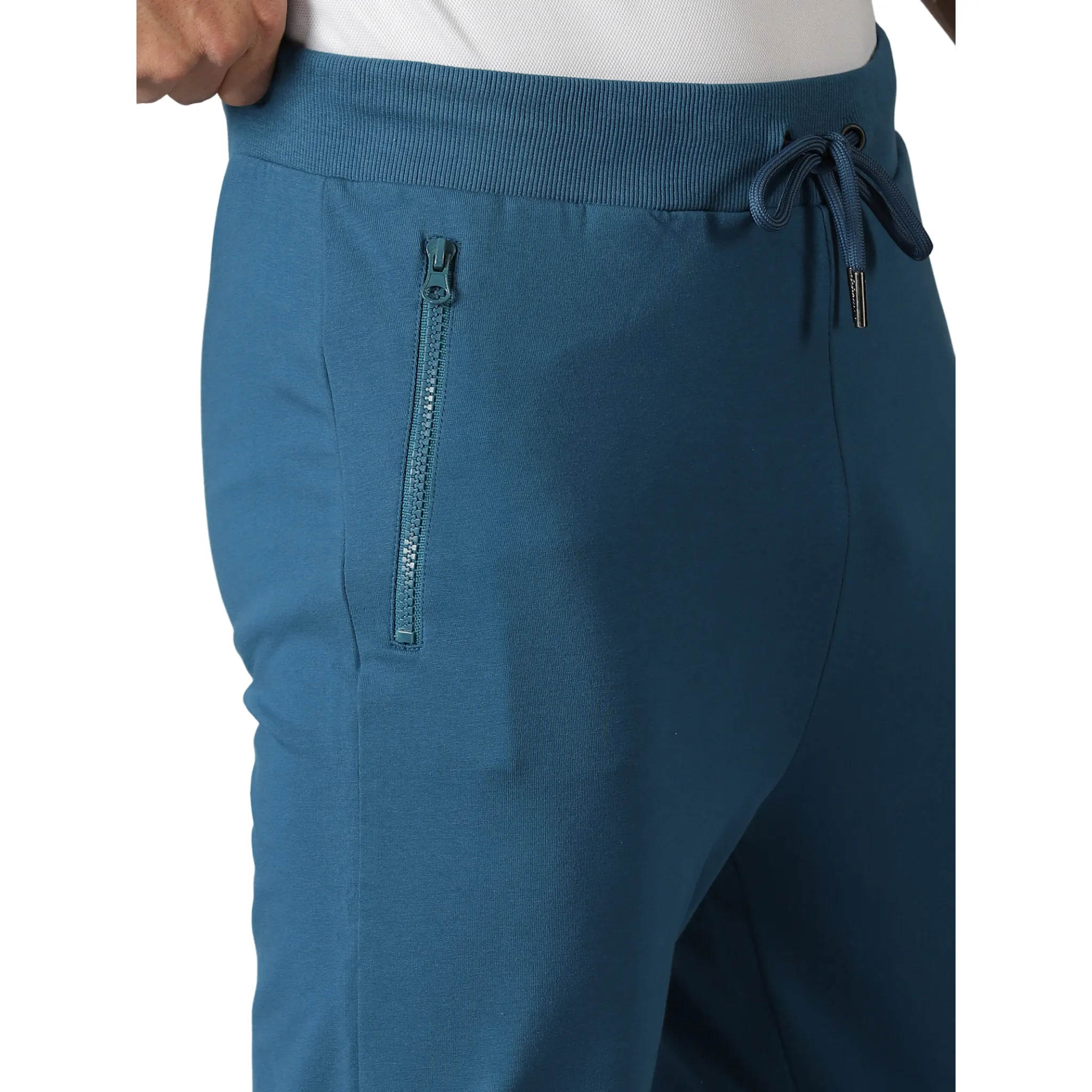 Men's solid Training Track pants with Drawstring waist & Zipper pockets.