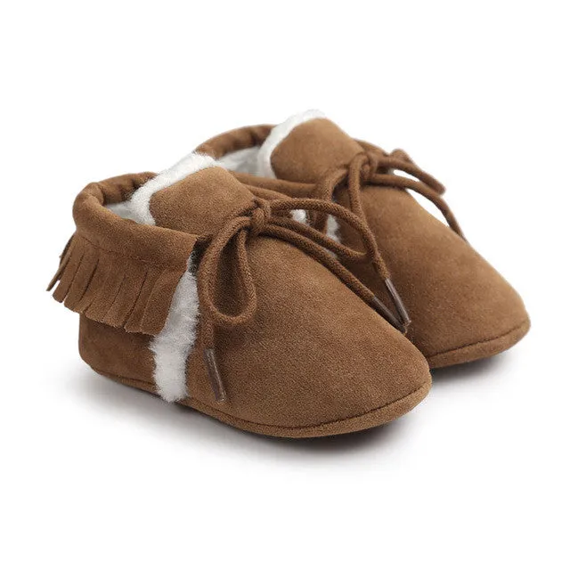 New ROMIRUS Fashion Winter Keep Warm PU Suede Solid fur Newborn Baby First Walkers Shoes Boots Infant Moccasins Soft Moccs Shoe