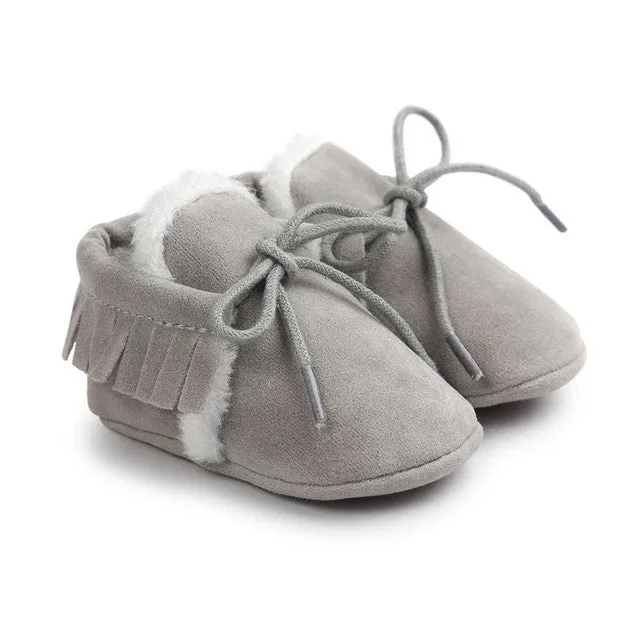 New ROMIRUS Fashion Winter Keep Warm PU Suede Solid fur Newborn Baby First Walkers Shoes Boots Infant Moccasins Soft Moccs Shoe