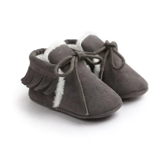 New ROMIRUS Fashion Winter Keep Warm PU Suede Solid fur Newborn Baby First Walkers Shoes Boots Infant Moccasins Soft Moccs Shoe