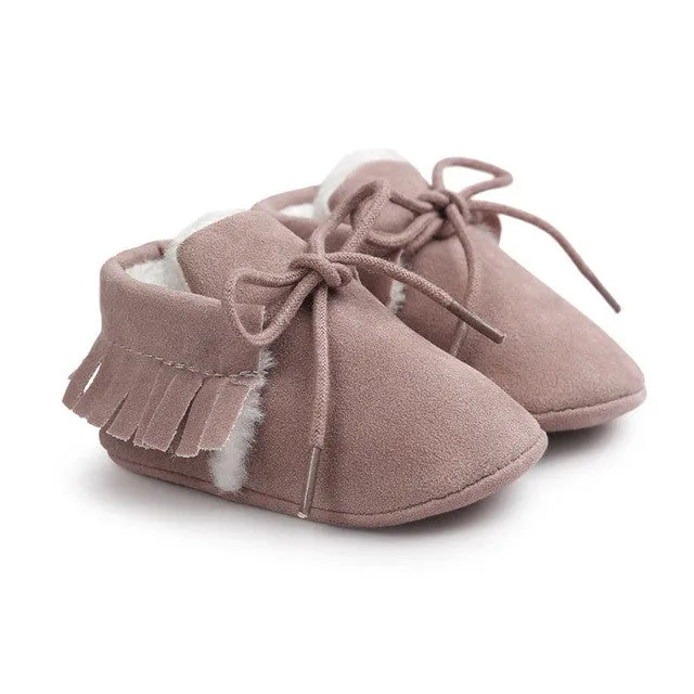 New ROMIRUS Fashion Winter Keep Warm PU Suede Solid fur Newborn Baby First Walkers Shoes Boots Infant Moccasins Soft Moccs Shoe