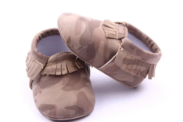 New Solid Camo Leopard Style Infant Toddler Boys Girls Kids First Walkers Shoes Newborn Baby Moccasins Soft Moccs Shoes Zapatos