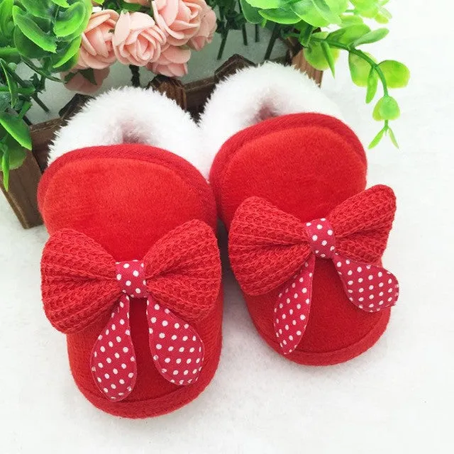 Newborn Infant Bebe Toddler Girls Warm  Bow Snow Shoes Baby Walker Crib Boots Baby Shoes