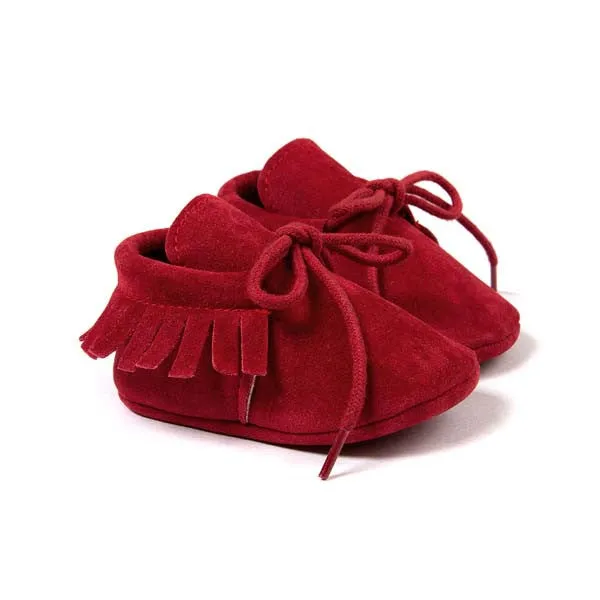 PU Suede Leather Newborn Baby Boy Girl Moccasins Soft Moccs Shoes Bebe Fringe Soft Soled Non-slip Footwear Crib Lace-up Shoe