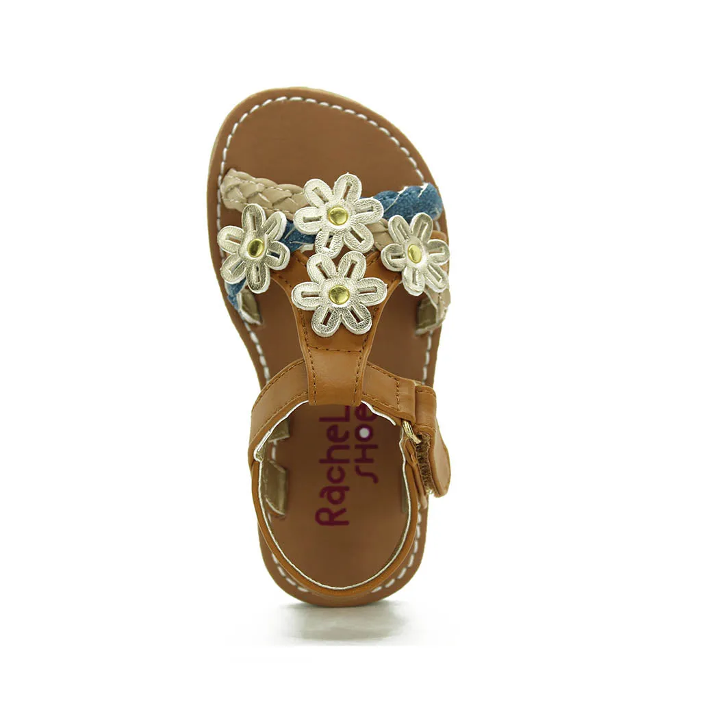 Rachel Amalfi Sandals Tan Denim Walkers Toddlers Girls - Kids Shoes