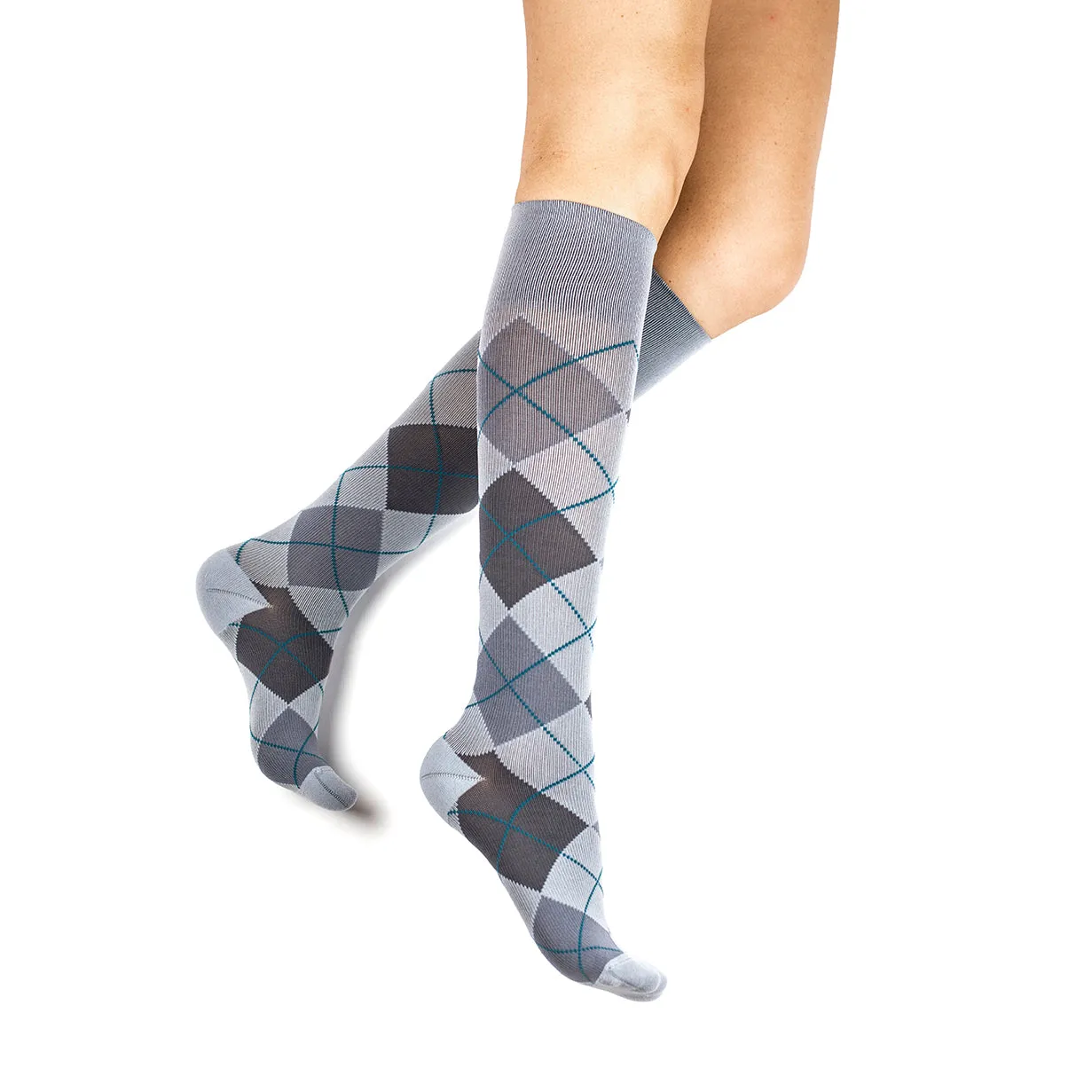 Rejuva Argyle 20-30 mmHg Knee High Compression Socks