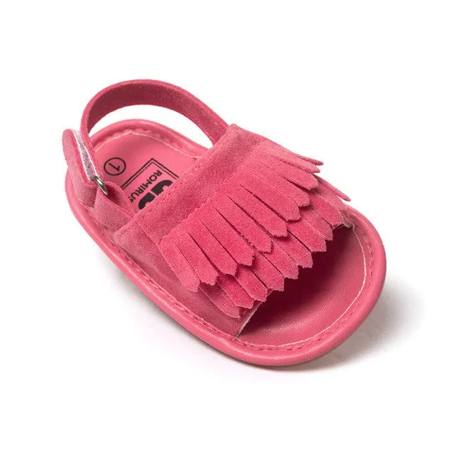 stylish pu leather tassel baby moccasins tassel girls baby shoes Scarpe Neonata hook and loop outdoor shoes hard rubber bottom