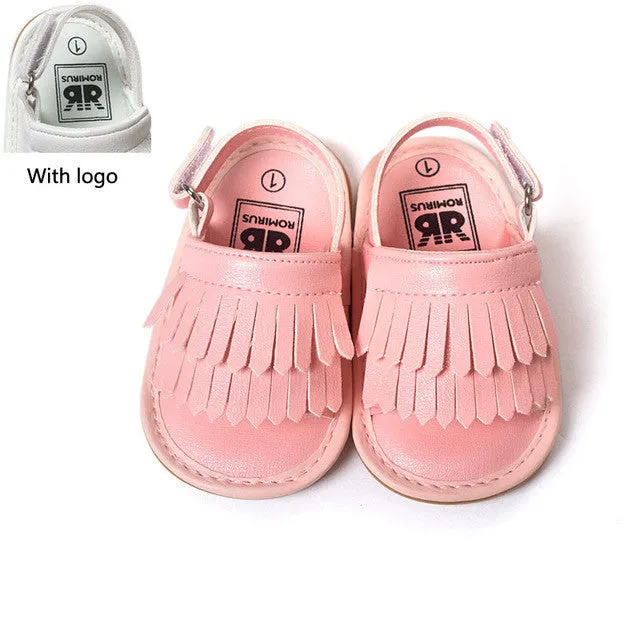 stylish pu leather tassel baby moccasins tassel girls baby shoes Scarpe Neonata hook and loop outdoor shoes hard rubber bottom