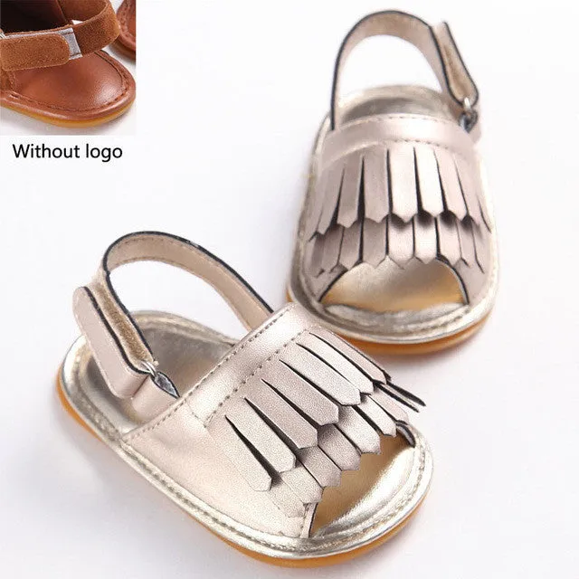 stylish pu leather tassel baby moccasins tassel girls baby shoes Scarpe Neonata hook and loop outdoor shoes hard rubber bottom