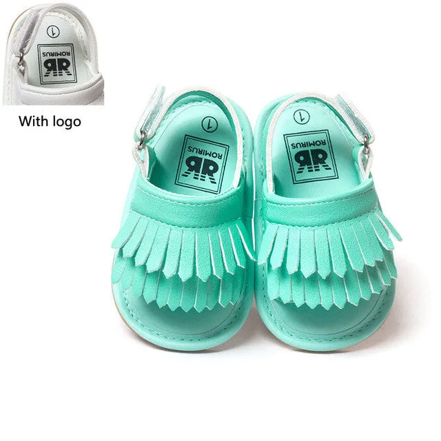 stylish pu leather tassel baby moccasins tassel girls baby shoes Scarpe Neonata hook and loop outdoor shoes hard rubber bottom