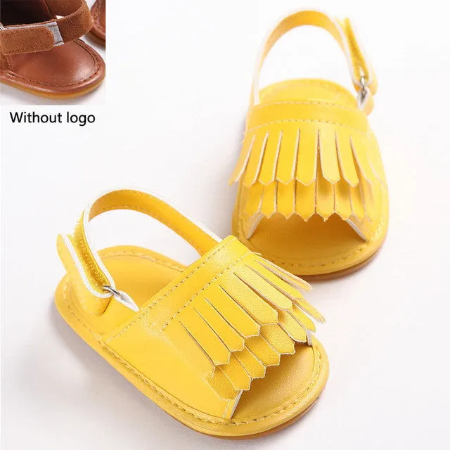 stylish pu leather tassel baby moccasins tassel girls baby shoes Scarpe Neonata hook and loop outdoor shoes hard rubber bottom