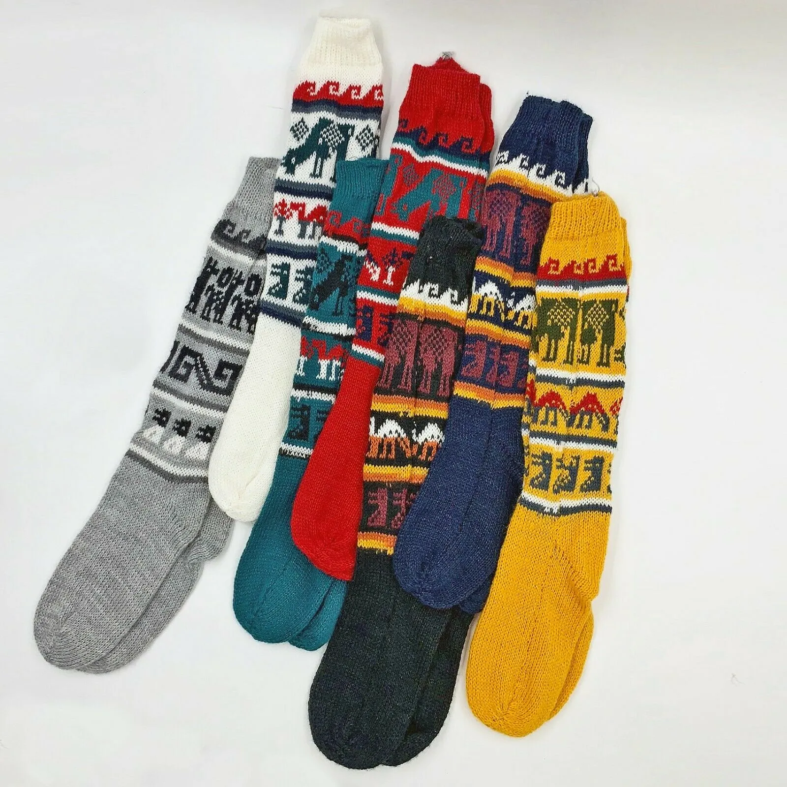 Ten Pairs Wholesale Lot Of Handwoven Unisex Alpaca Wool Socks S-M Size