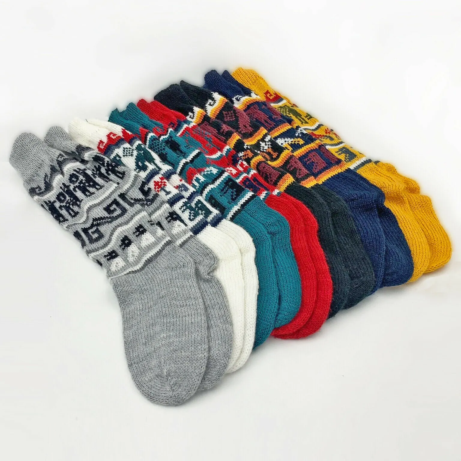 Ten Pairs Wholesale Lot Of Handwoven Unisex Alpaca Wool Socks S-M Size