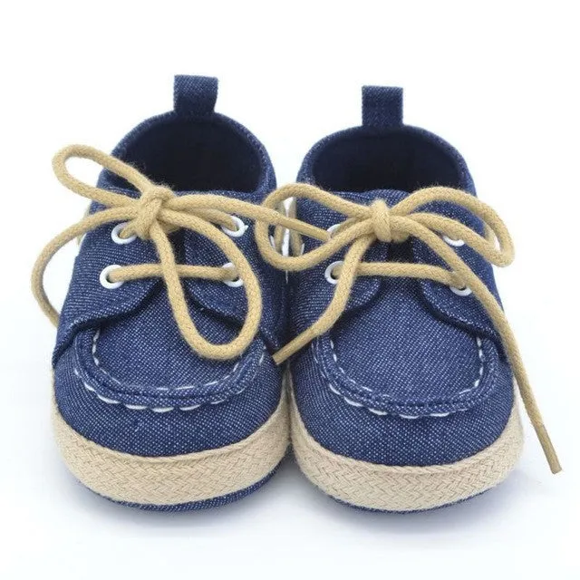 Toddler First Walkers Cotton Canvas Shoes Infant Sneaker Soft Bottom Baby Crib Shoes Lace 1-3Y Free Shipping