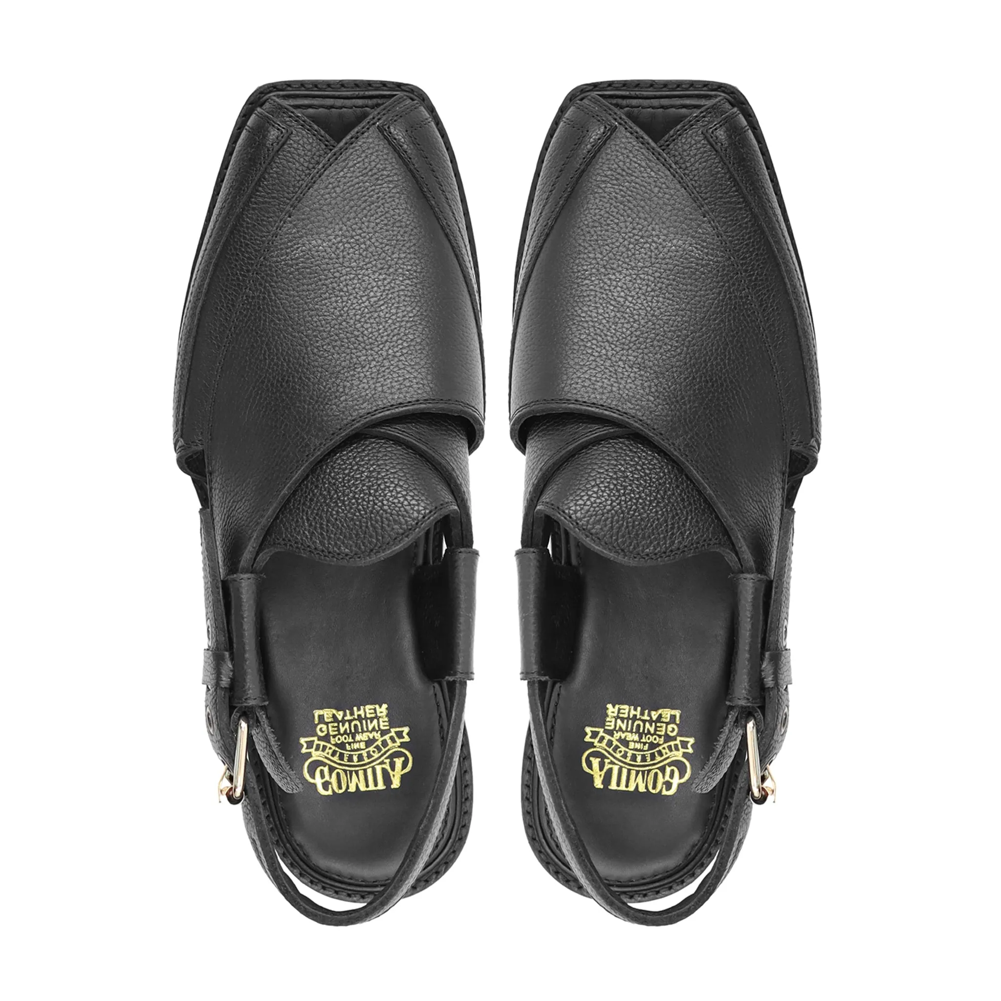 Trikala - Men's Black Pebble Grain Leather Sandal