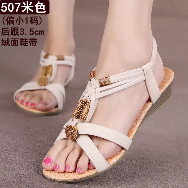 Women Shoes Women Sandals Bohemia Style Ankle-strap Flip Flops Summer Flat Shoes Woman Ladies Shoes Sandalias Mujer