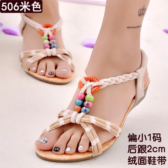 Women Shoes Women Sandals Bohemia Style Ankle-strap Flip Flops Summer Flat Shoes Woman Ladies Shoes Sandalias Mujer