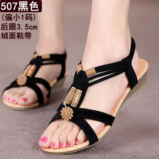 Women Shoes Women Sandals Bohemia Style Ankle-strap Flip Flops Summer Flat Shoes Woman Ladies Shoes Sandalias Mujer