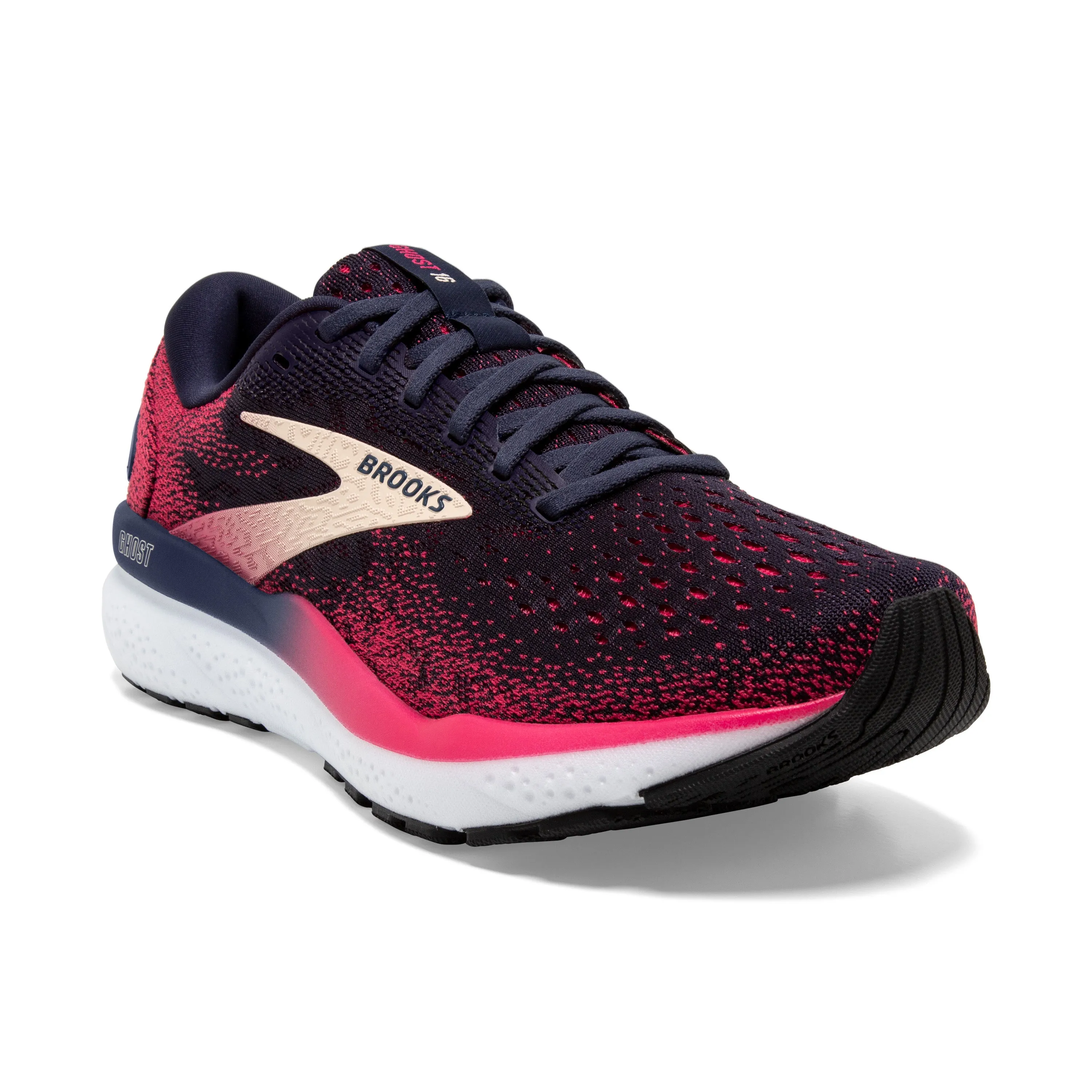 Women's Brooks Ghost 16 Color: Peacaot / Rasberry / Apricot