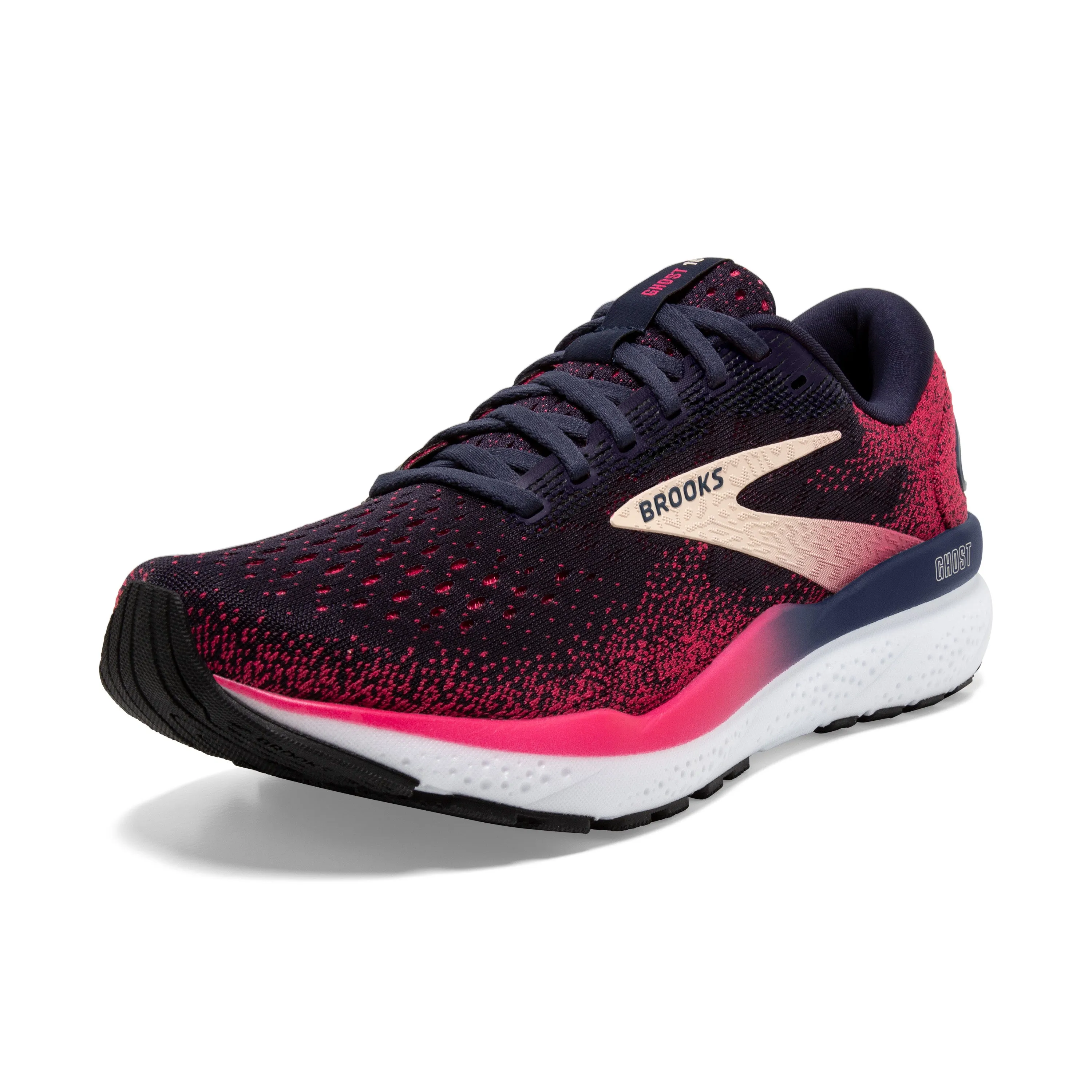 Women's Brooks Ghost 16 Color: Peacaot / Rasberry / Apricot