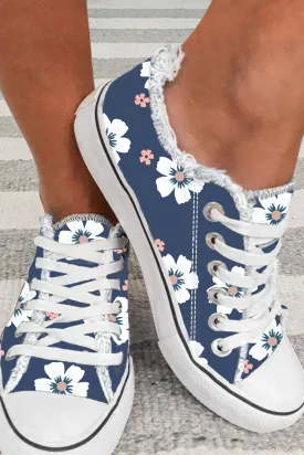 Women’s Canvas Floral Low Cut Lace-up Casual Shoes