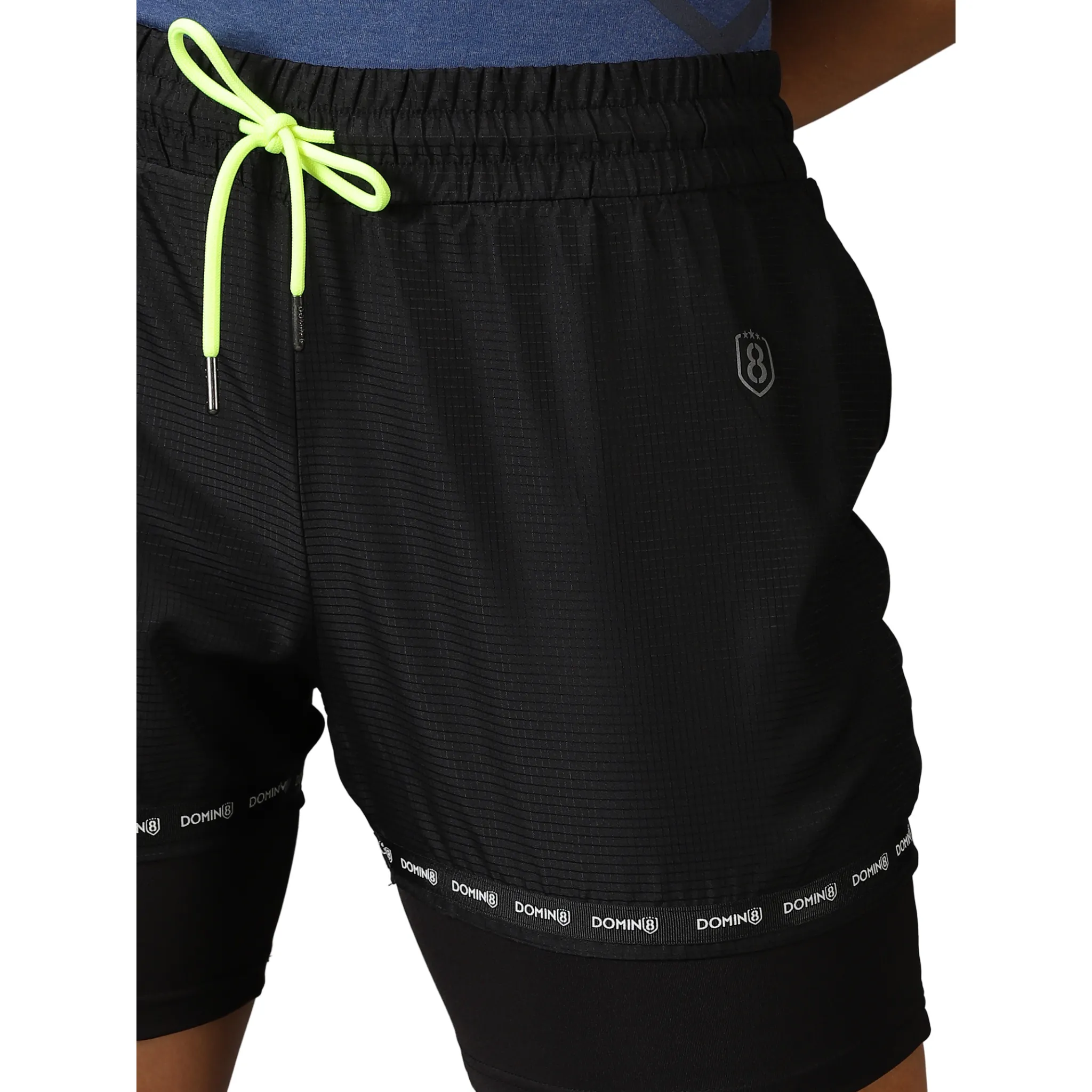 Women's Double Layered Solid Training Shorts with Drawstring Waist