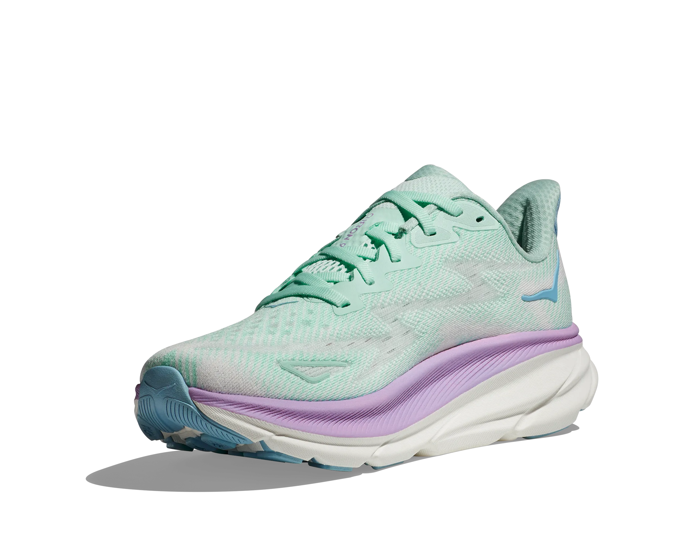 Women's HOKA Clifton 9 Running Shoe in Sunlit Ocean / Lilac Mist