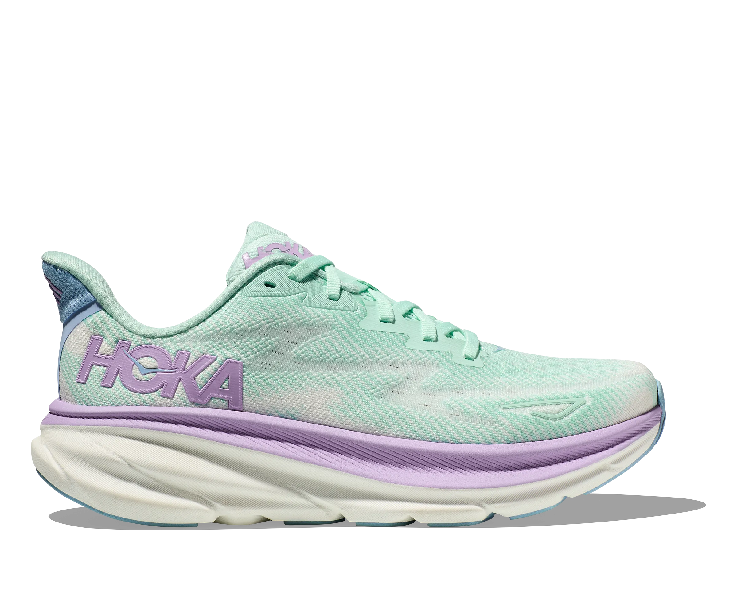 Women's HOKA Clifton 9 Running Shoe in Sunlit Ocean / Lilac Mist