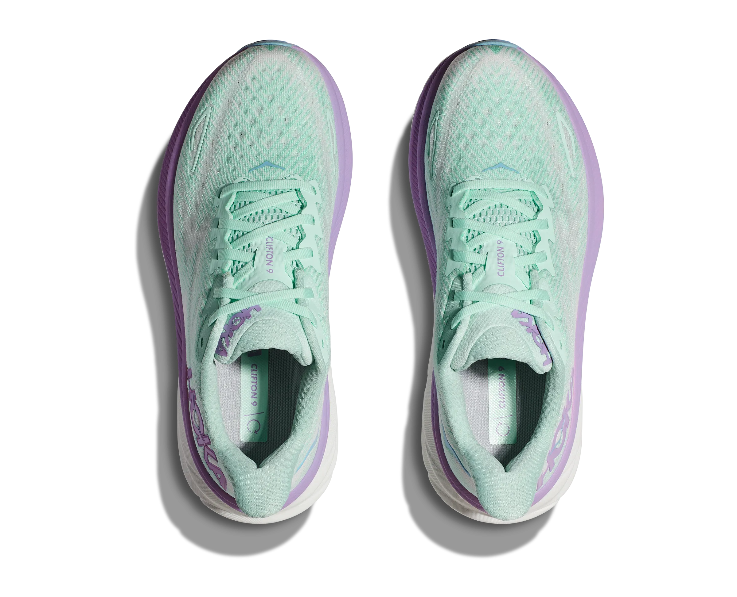 Women's HOKA Clifton 9 Running Shoe in Sunlit Ocean / Lilac Mist