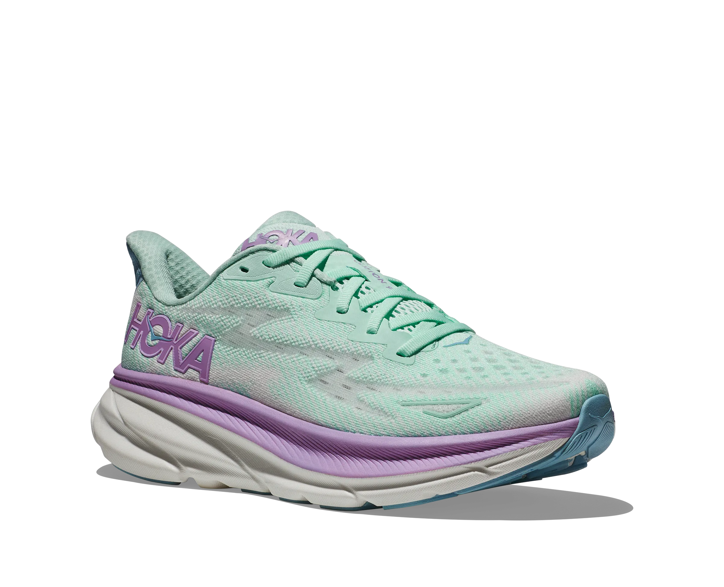 Women's HOKA Clifton 9 Running Shoe in Sunlit Ocean / Lilac Mist