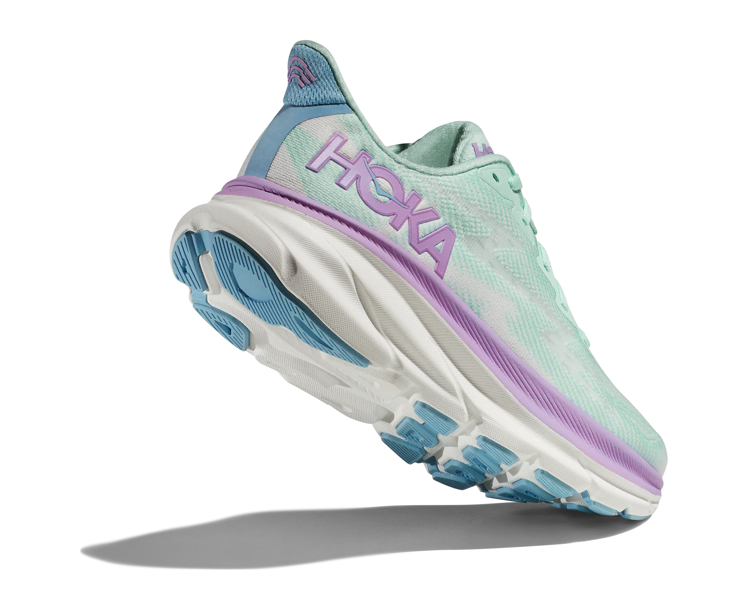 Women's HOKA Clifton 9 Running Shoe in Sunlit Ocean / Lilac Mist