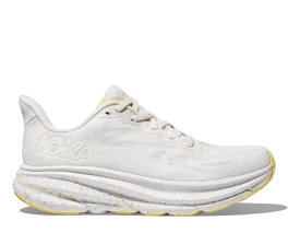 Women's HOKA Clifton 9 Running Shoe in White / Lemonade