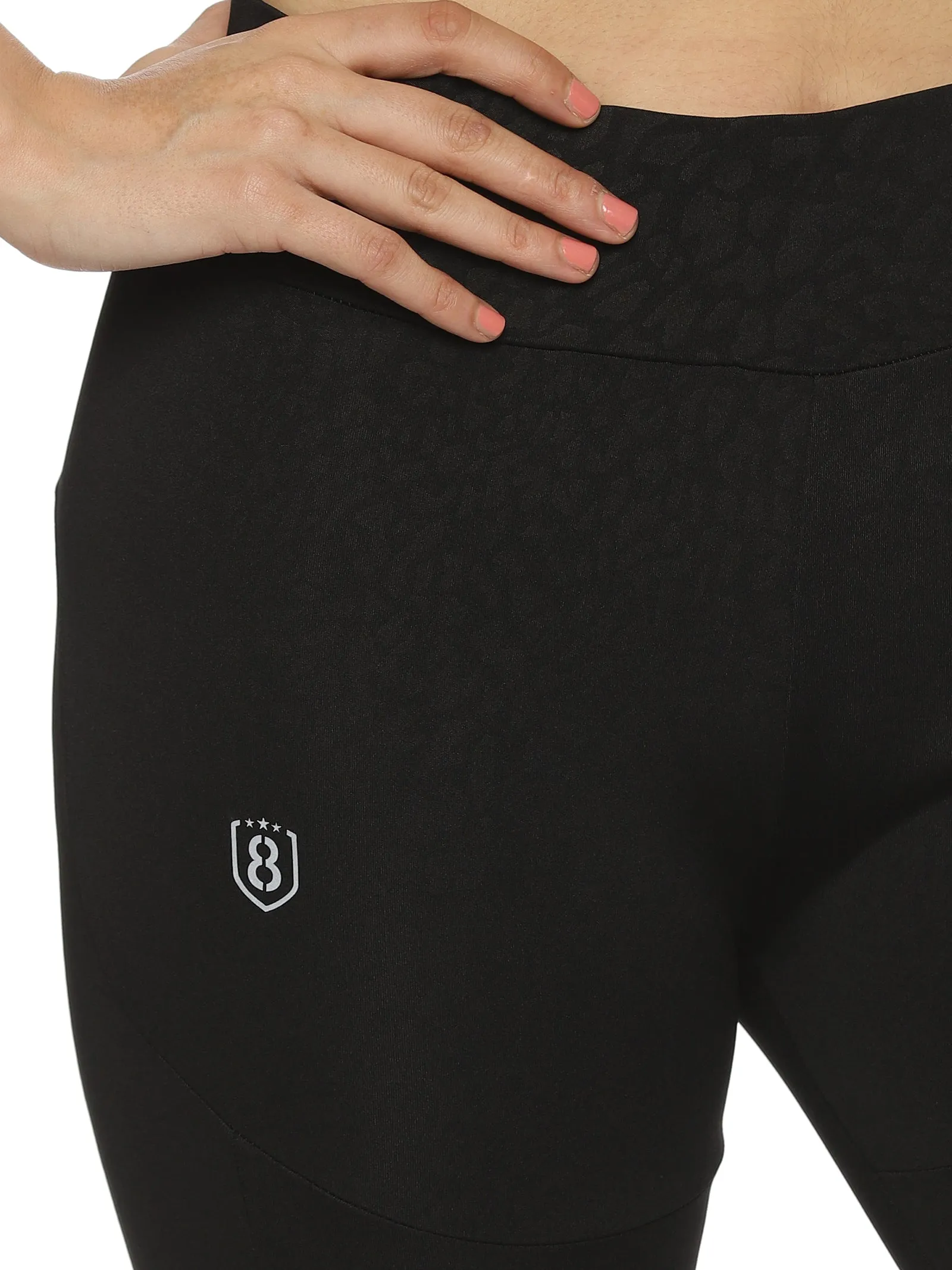 Women's Slim-fit Black Training Tights with Elasticated waist.